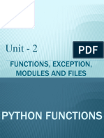 Python Unit - 2 Functions, Exception and FILES - MCA
