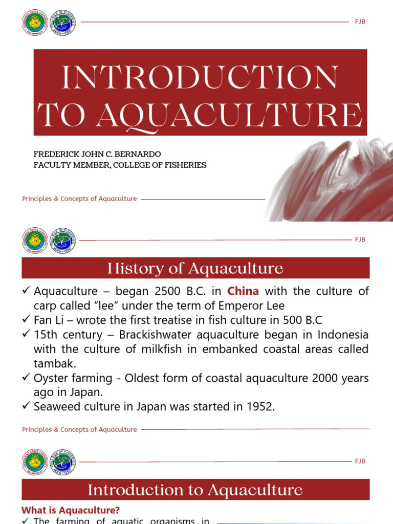 Principles And History Of Aquaculture Pdf Aquaculture