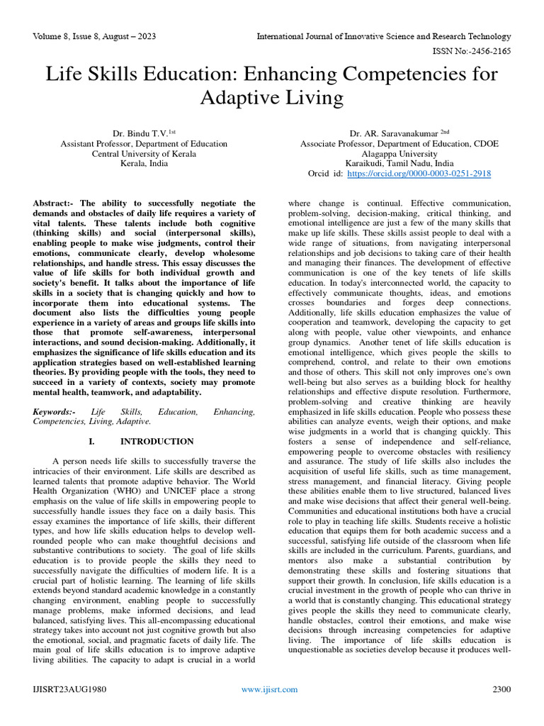 Life Skills Education: Enhancing Competencies For Adaptive Living | PDF ...