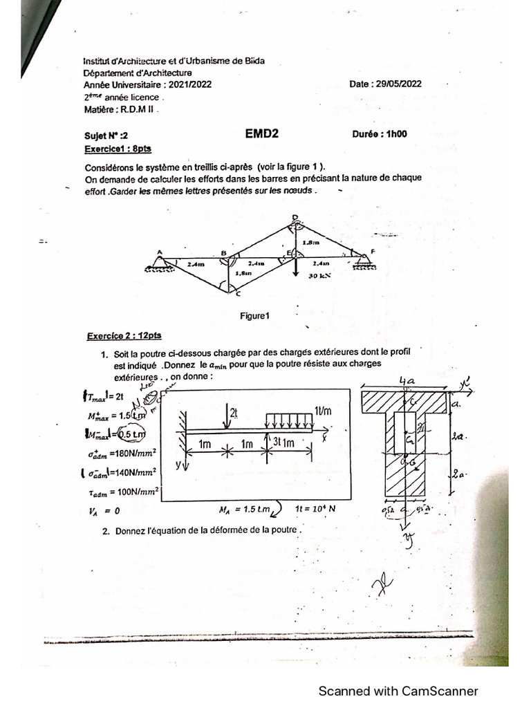 RDM Examens Corrigés | PDF