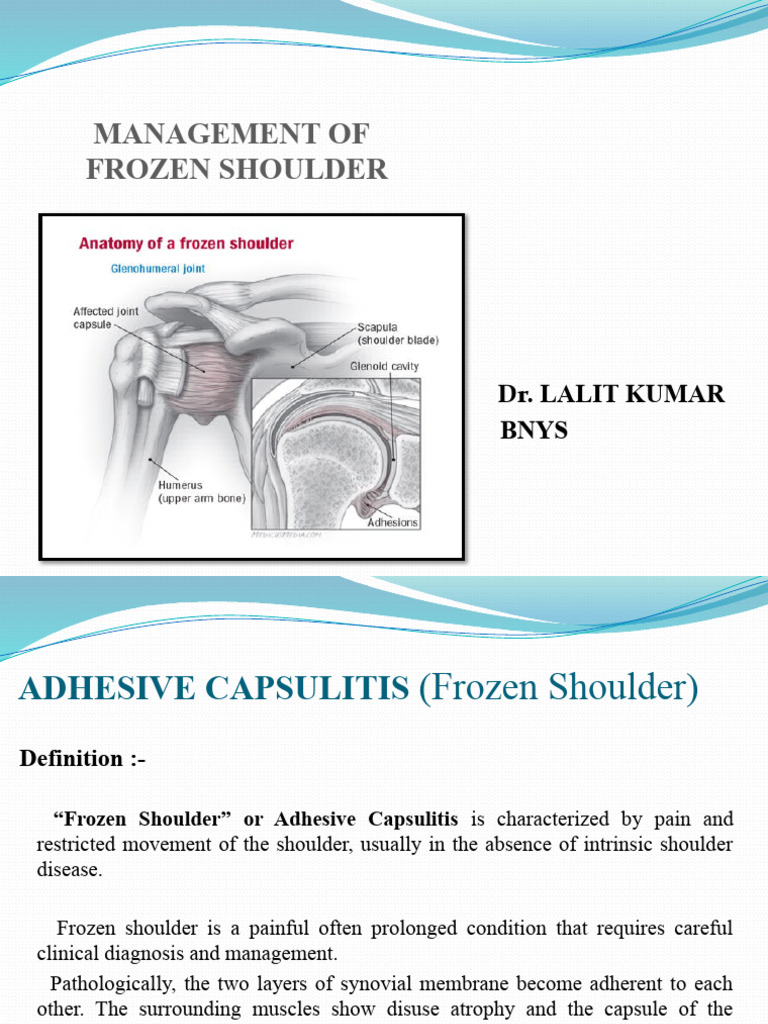 Adhesive Capsulitis Frozen Shoulder Pdf Shoulder