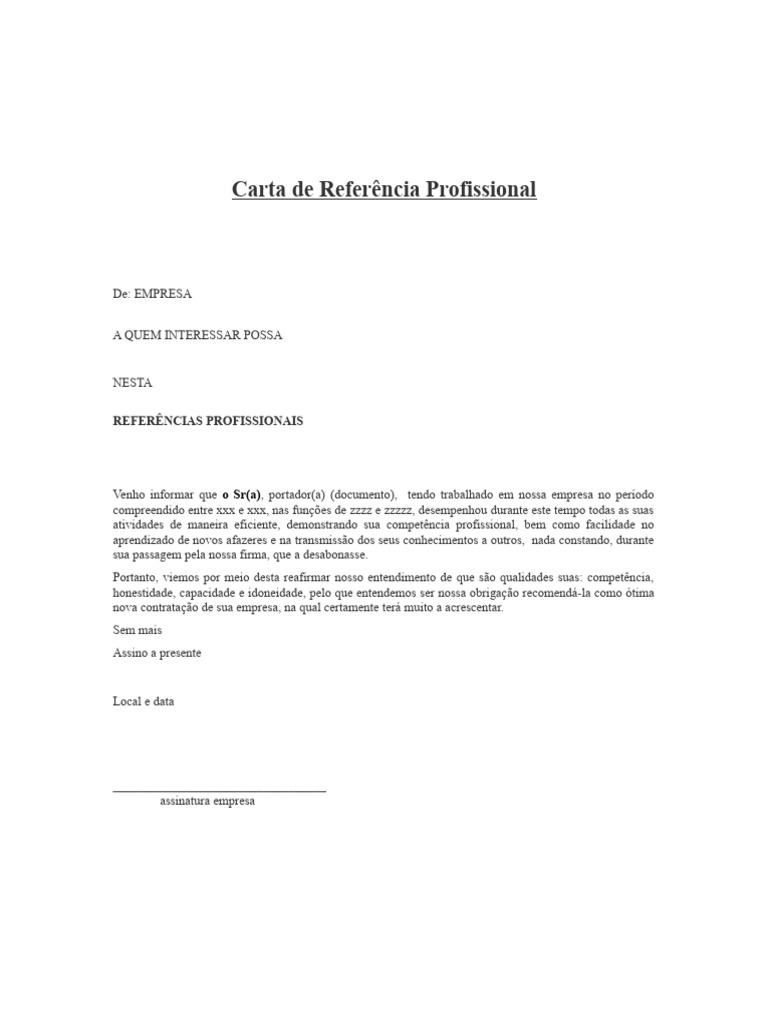 Modelo de Carta de Referencia | PDF