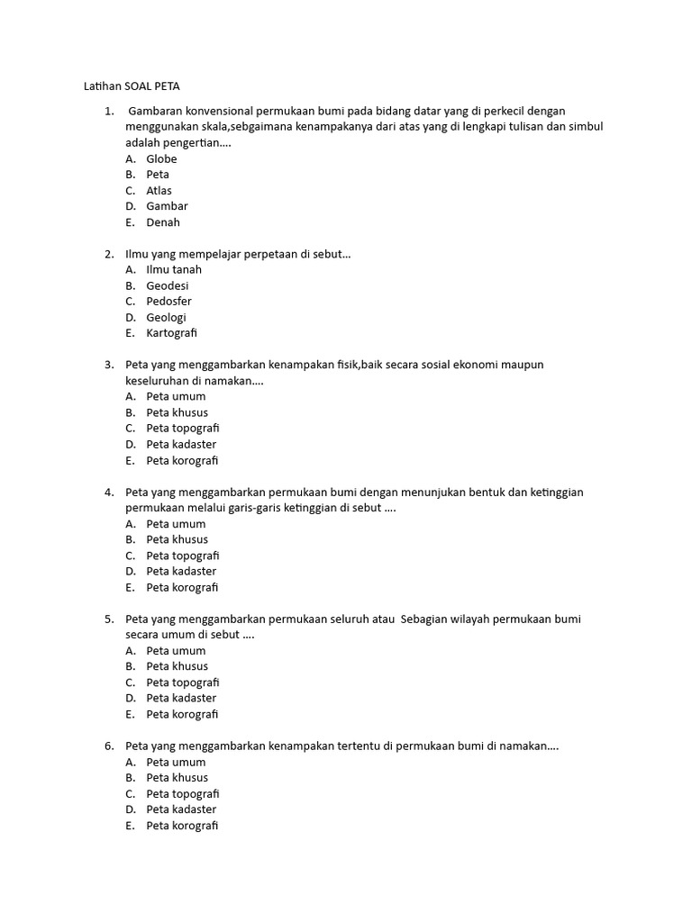 Soal Tentang Peta Kelas 10 Pdf