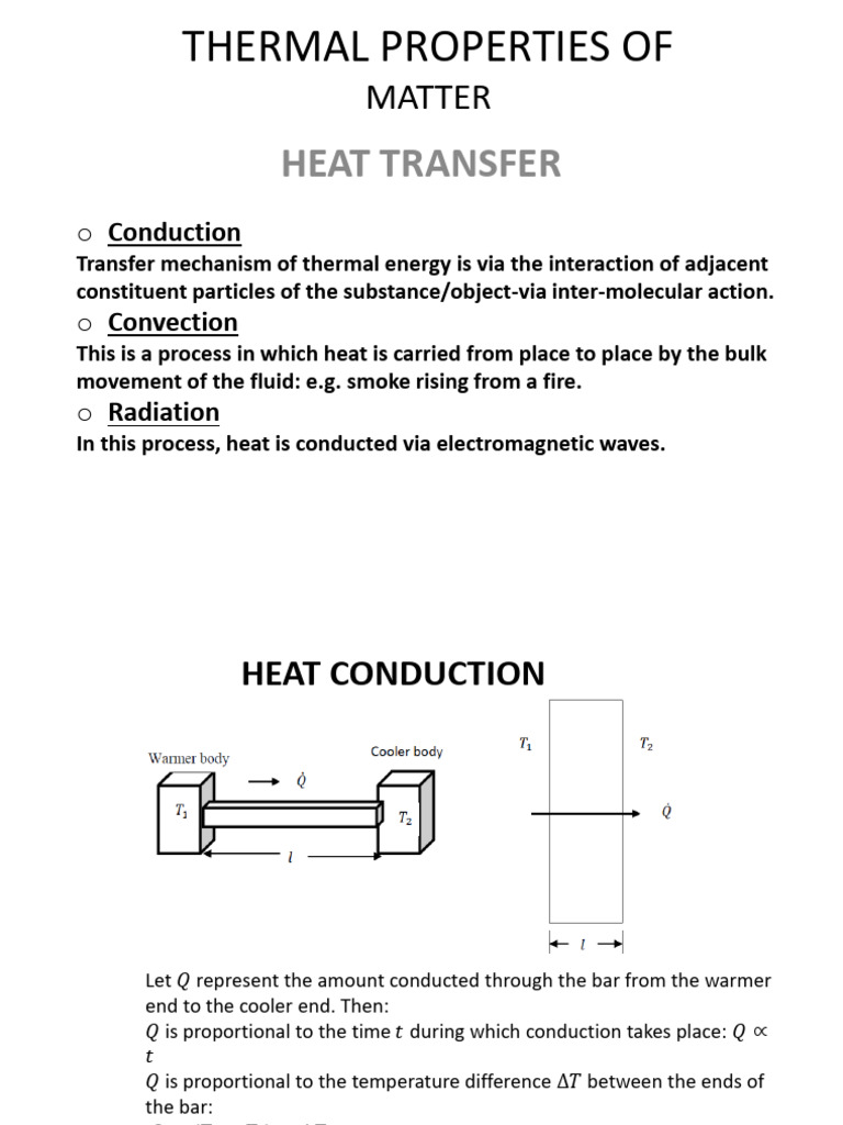 Thermal Properties of Matter Heat Transfer PDF Thermal Conduction