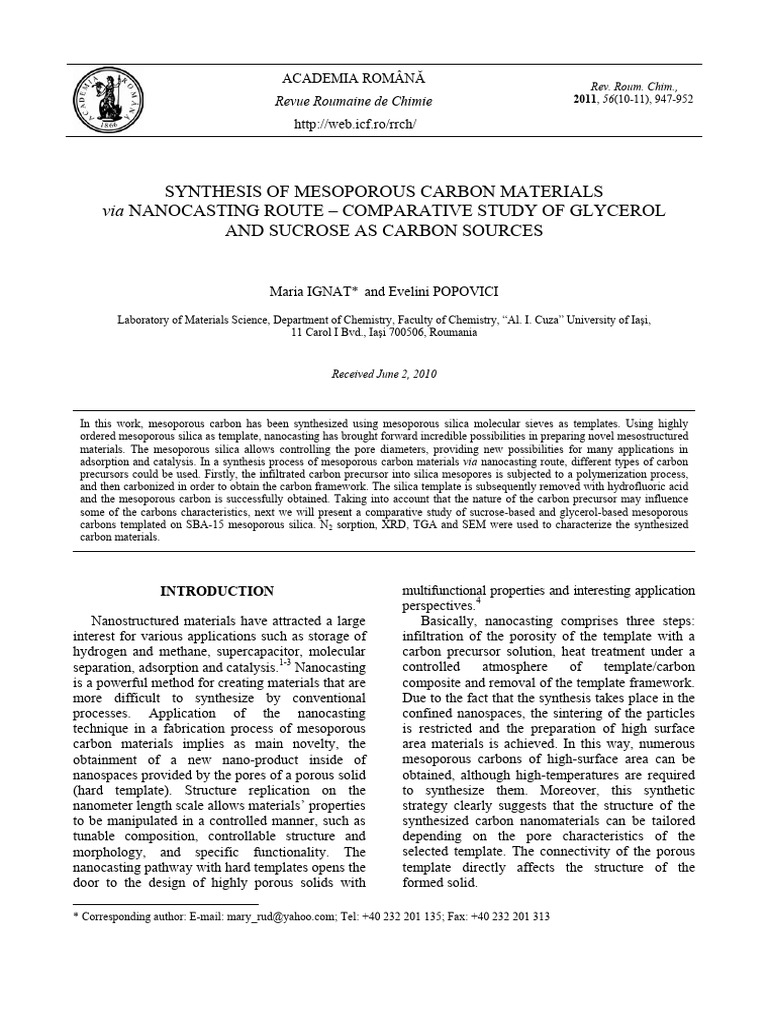 Synthesis of Mesoporous Carbon Materials | PDF | Adsorption | Secondary ...