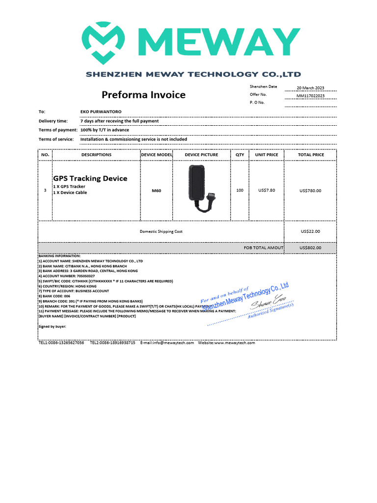 GPS Tracking Device Invoice Details | PDF