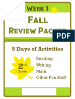 Fall Review Packet Second Grade Week 1