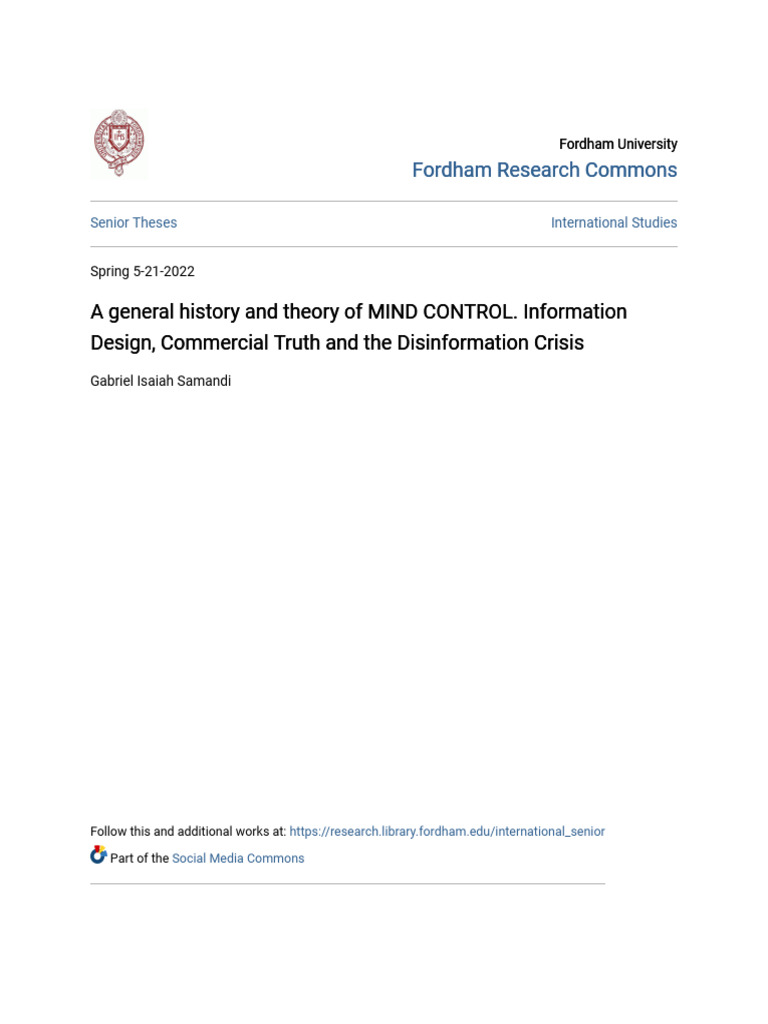 Mind Control: History and Disinformation | PDF | Propaganda | Theodor W ...