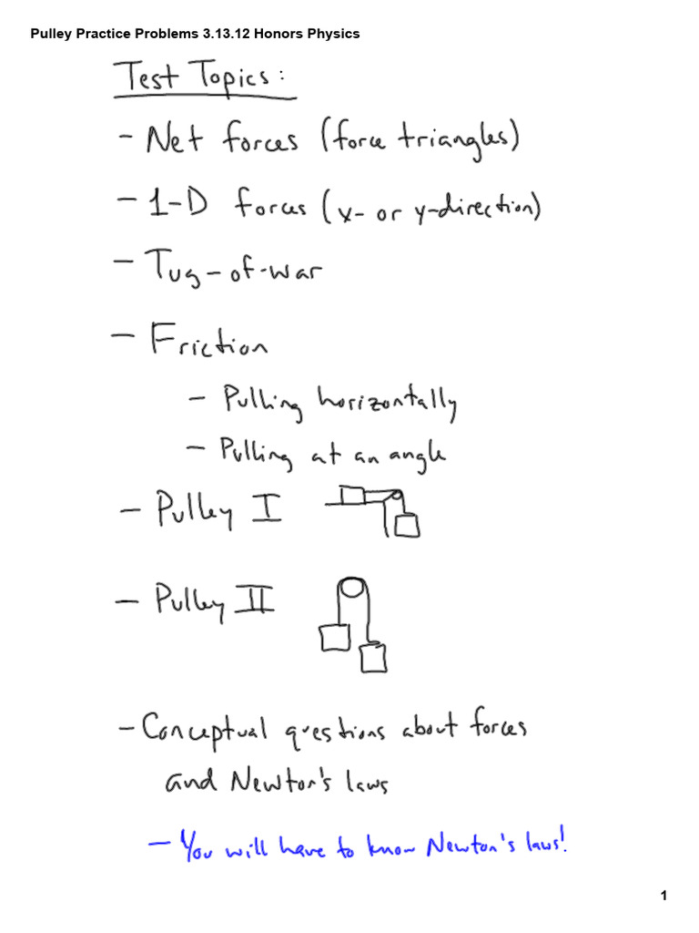 Pulley Practice Problems PDF