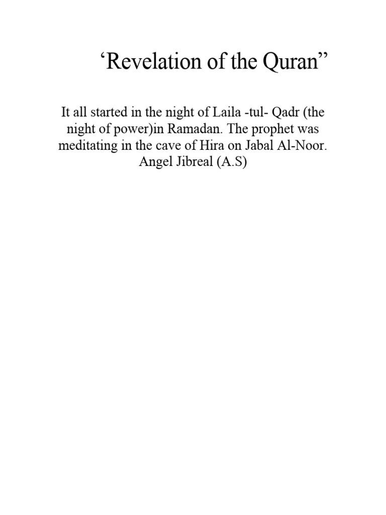 Revelation of The Quran | PDF