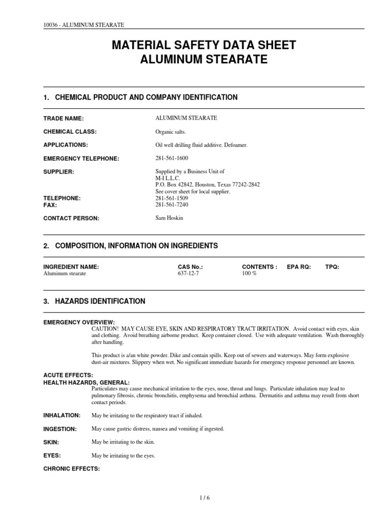 Aluminum Stearate PDF Resource Conservation And Recovery Act