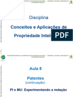 Aulas 8 PROFNIT PI Patentes (Continuação) 2018 v.2