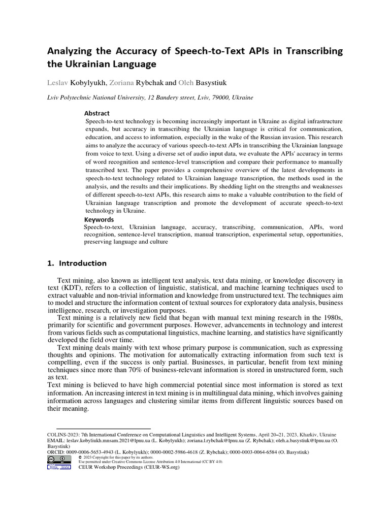 Стаття 1 | PDF | Speech Recognition | Accuracy And Precision