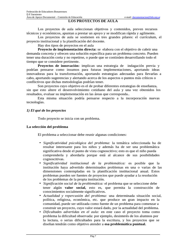 Bixio. Los Proyectos Del Aula | PDF | Salón de clases | Plan de estudios