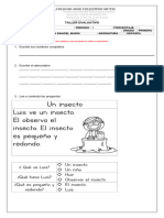Taller Evaluativo Español 1° - Periodo I