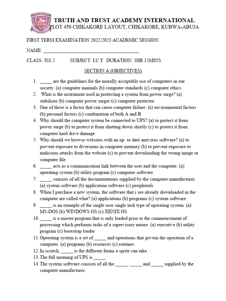 Uncle dayo exam pdf operating system programming