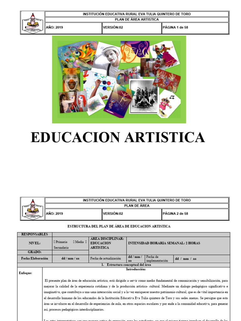 Semana de la Educación Artística 2019 | PDF | Educación en artes ...