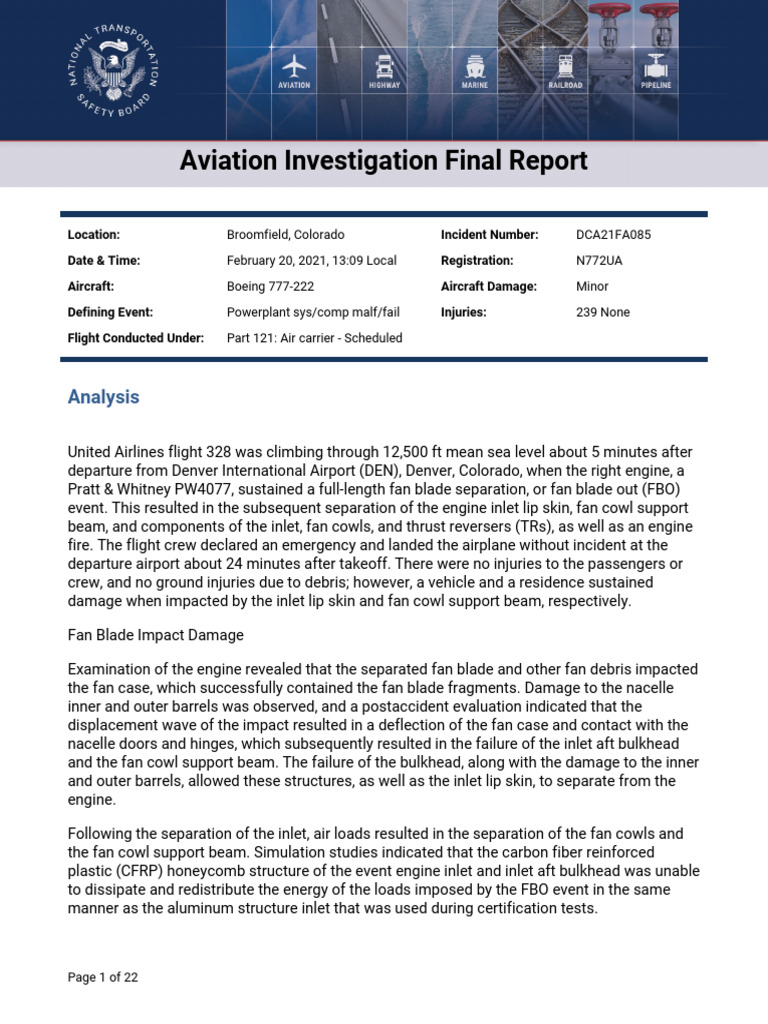 United Airlines Flight 328 Incident Report | PDF | Aviation ...
