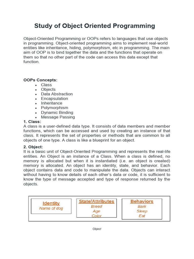 Study of Object Oriented Programming | PDF | Object Oriented ...