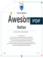 Google Interland Nathan Certificate of Awesomeness