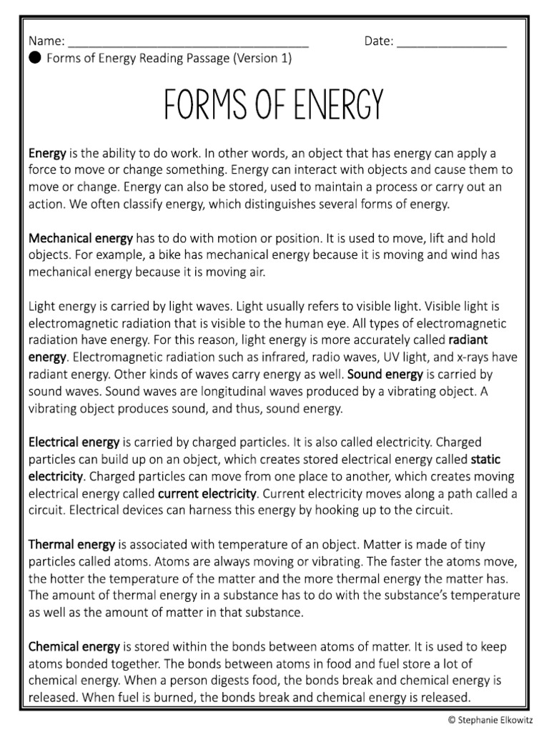 Forms of Energy PDF