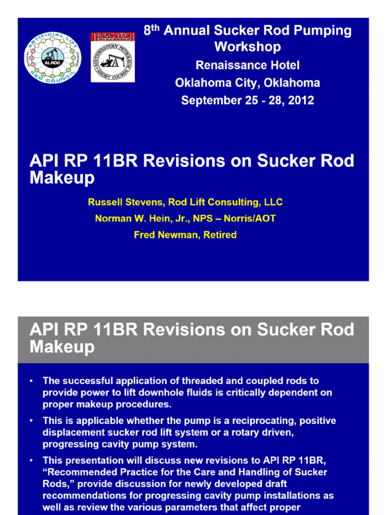 API RP 11BR Revisions On Sucker Rod Makeup | PDF