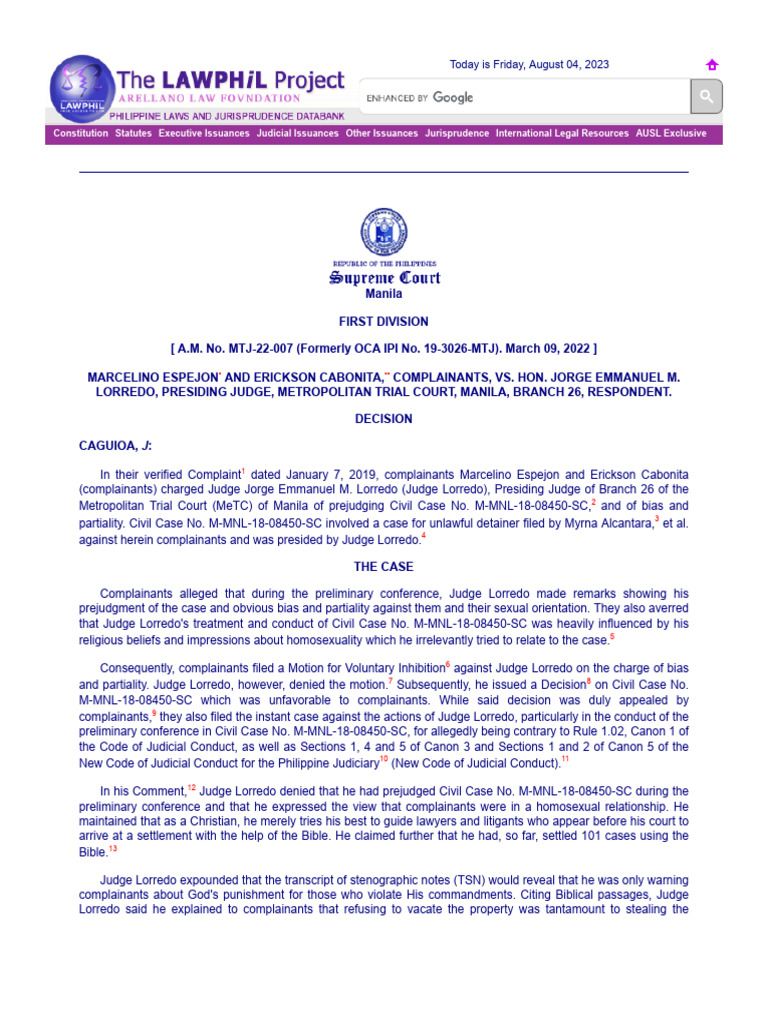 A.M. No. MTJ-22-007 (Formerly OCA IPI No. 19-3026-MTJ) | PDF | Judge ...