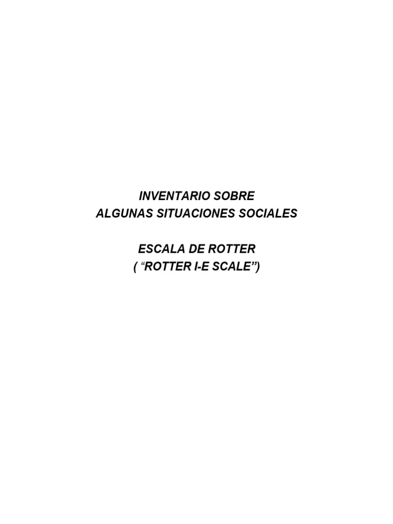 Escala de Locus de Control de Rotter | PDF | Suerte