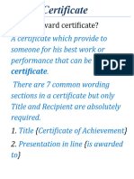 What Is Award Certificate
