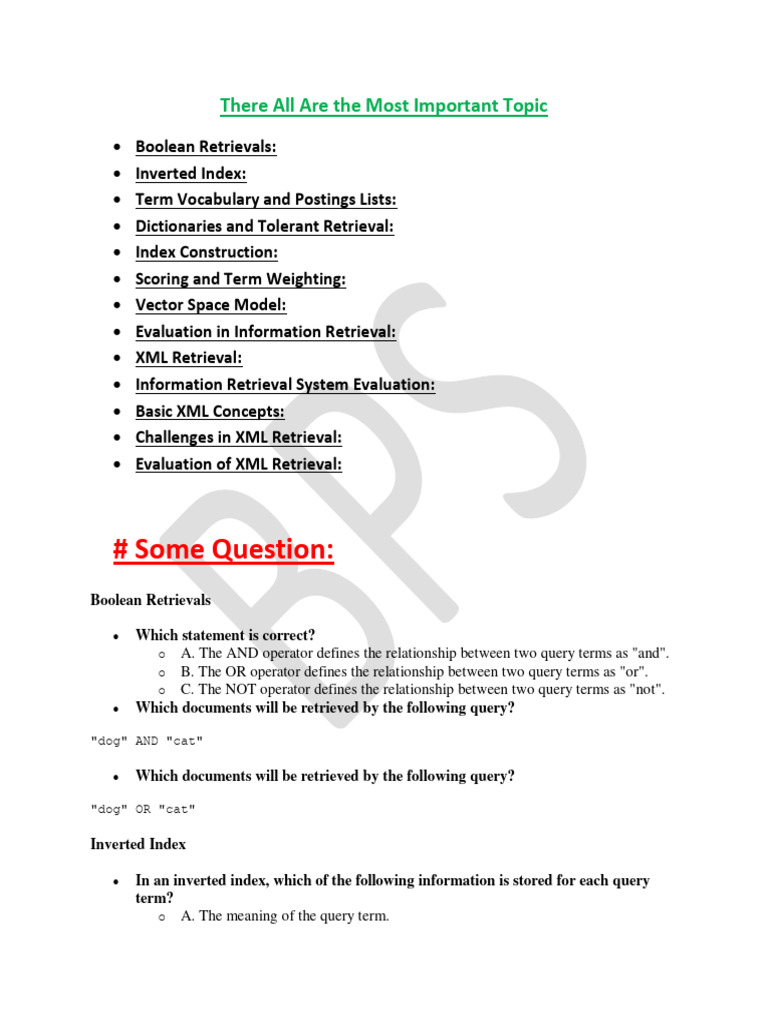 Irs most important topic pdf information retrieval search engine