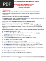 WORKSHEET With Answers - TERM I: Fill in The Blanks