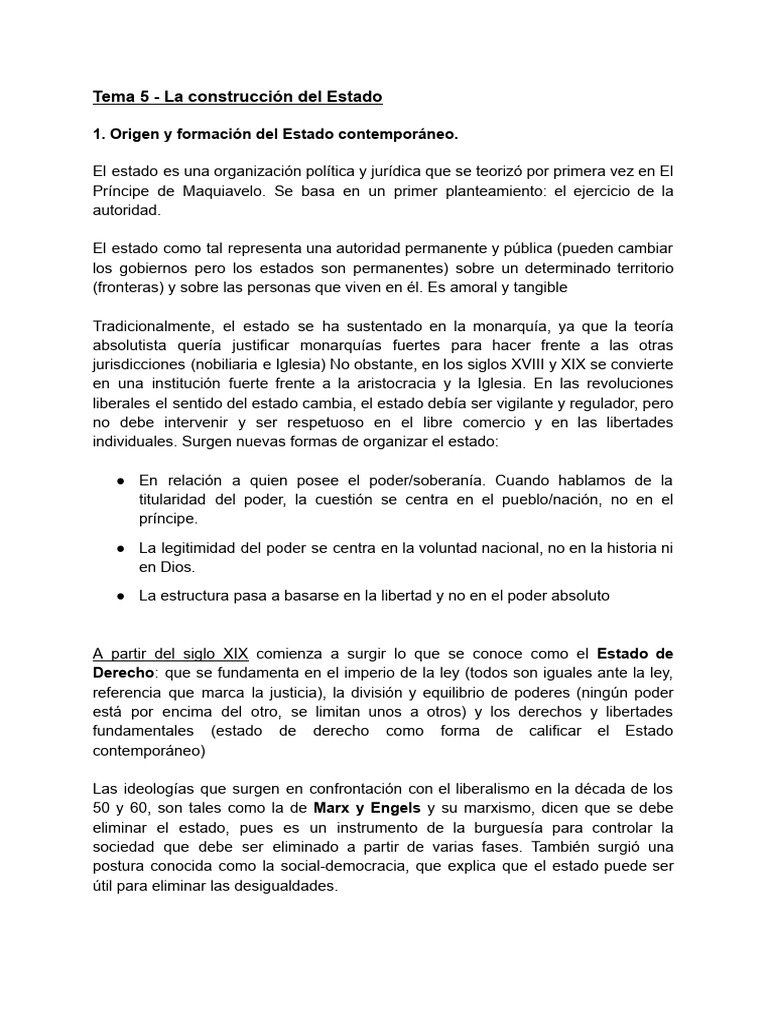 Tema 5 6 la construccion del estado y las formas de gobierno y