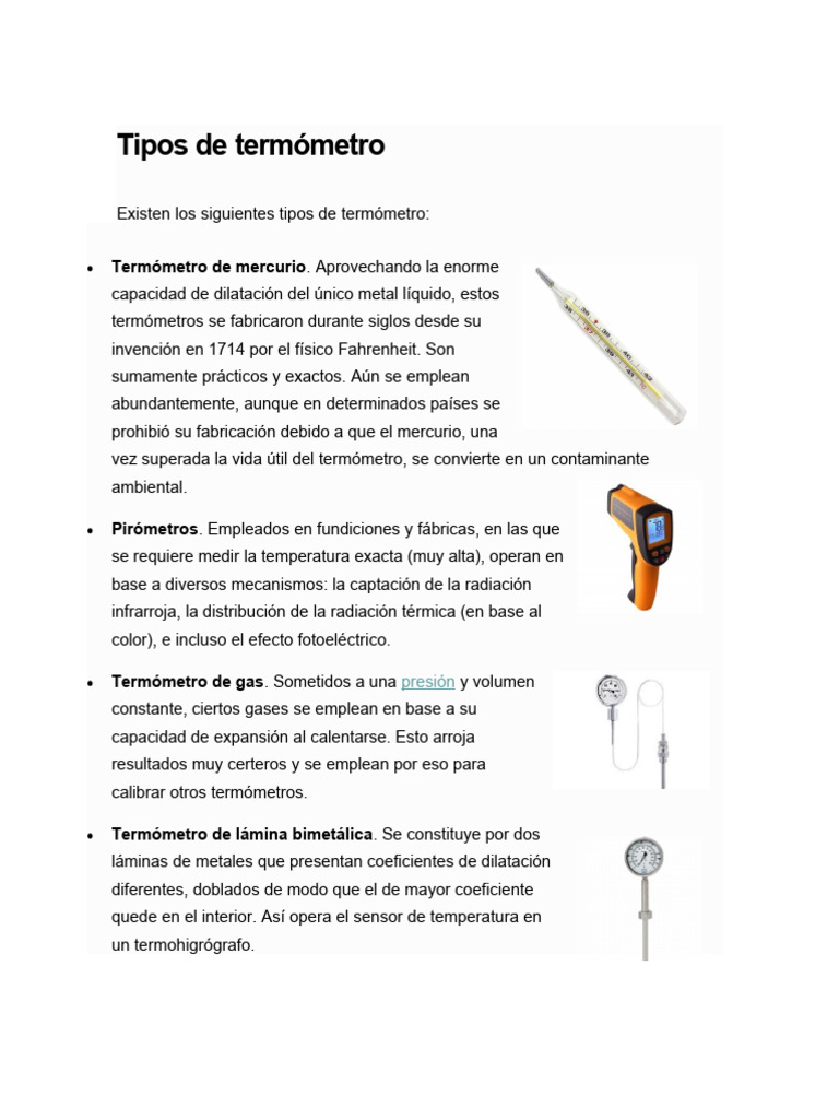 Tipos de Termómetro | PDF