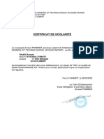 Certificat de Scolarité