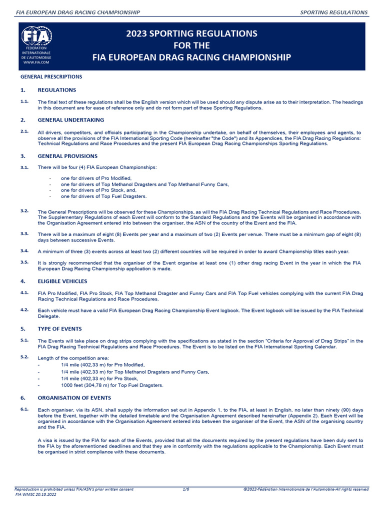 2023 Fia European Drag Racing Championship Sporting Regulations v15