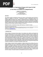 An Evaluation of Organisational Change and Its Impact On Staff Productivity (A Case Study of Frist Bank PLC in Gbagada Branch)