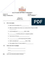 Half Yearly Revision Worksheet Theme 3 (1 & 2)