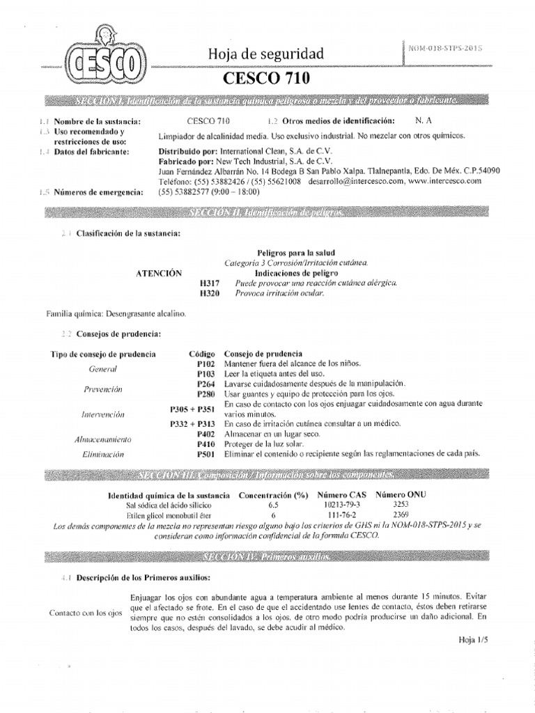 Desengrasante CESCO 710 PDF