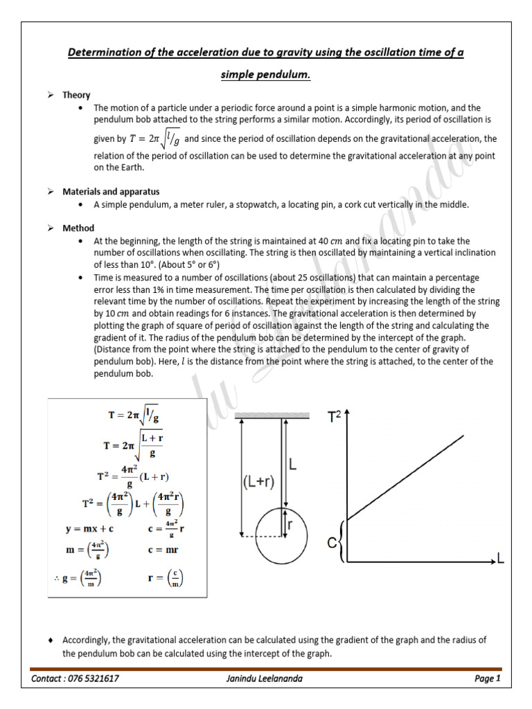 Measure Gravity with Pendulum Oscillations | PDF | Waves | Pendulum