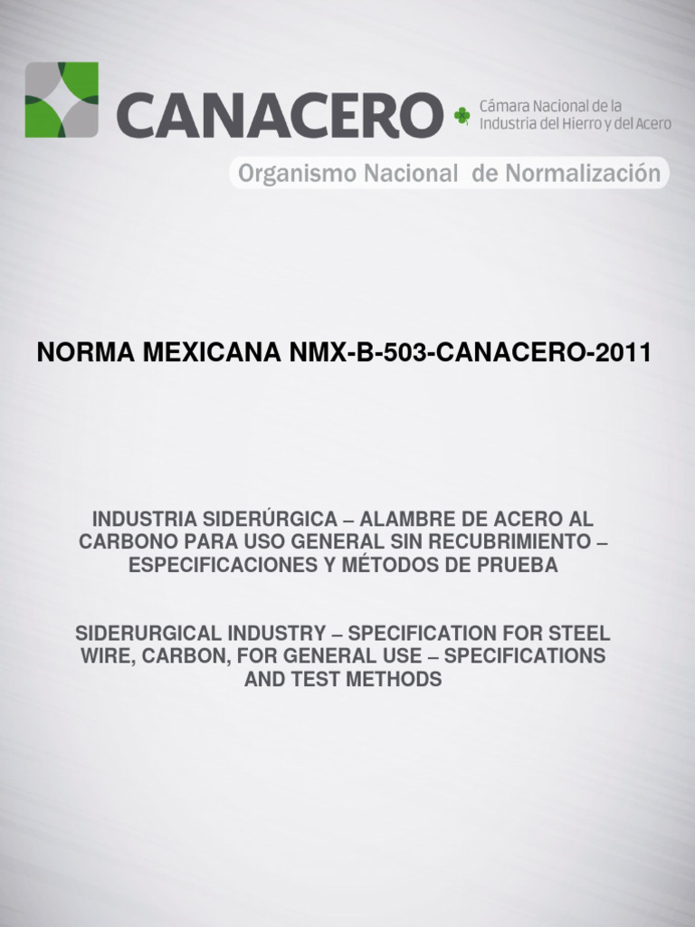 Especificaciones de Alambre de Acero | PDF | Acero | Cable