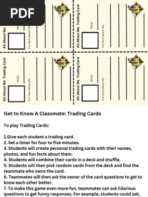 All About Me Trading Card