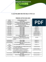 Calendario de Fechas Civicas Periodo Lectivo 2022