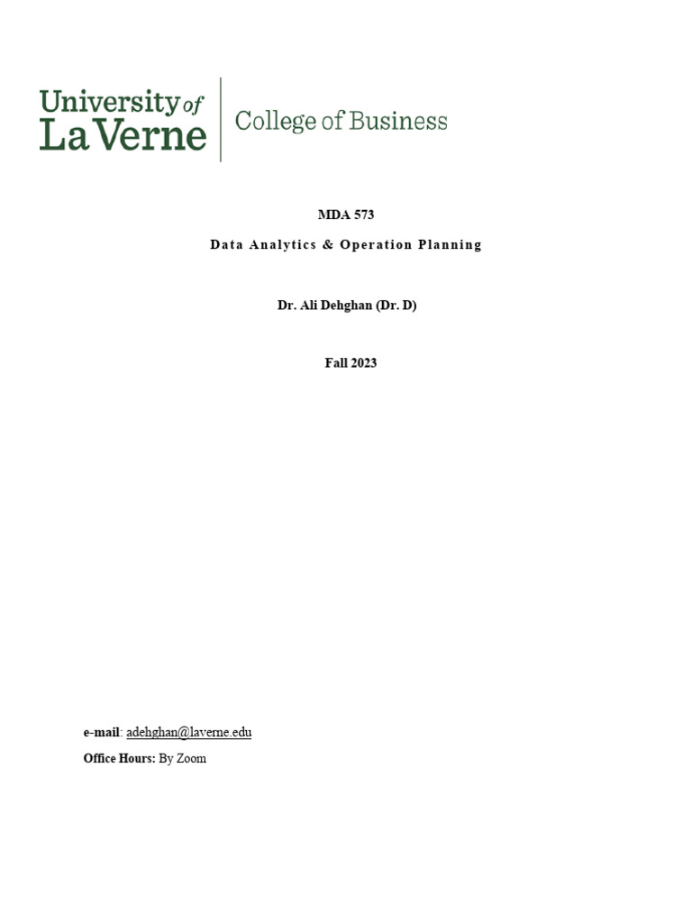 Mda 573 | PDF | Analytics | Supply Chain