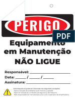 Equipamento em Manutenção Não Ligue Perigo