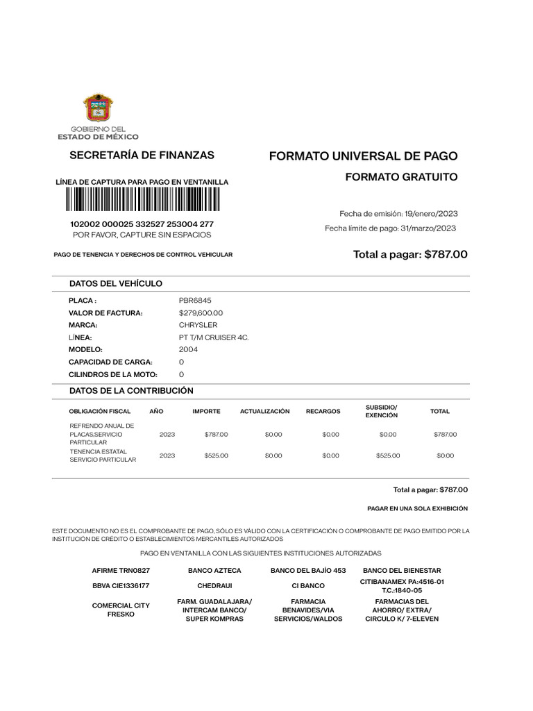 Pago Tenencia Vehicular 2023: Instrucciones | PDF | Bancos | Dinero