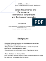 Corporate Governance and Performance: International Comparisons and The Issue of Innovation