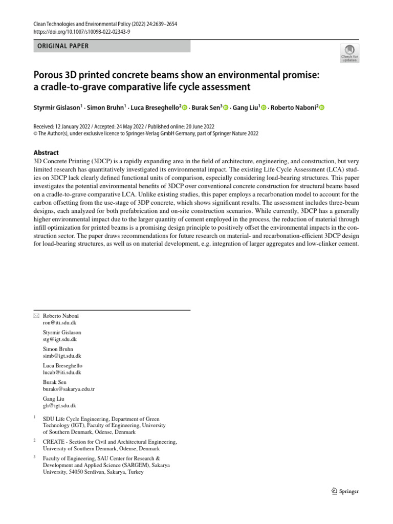 Porous 3D Printed Concrete LCA Study | PDF | Life Cycle Assessment ...