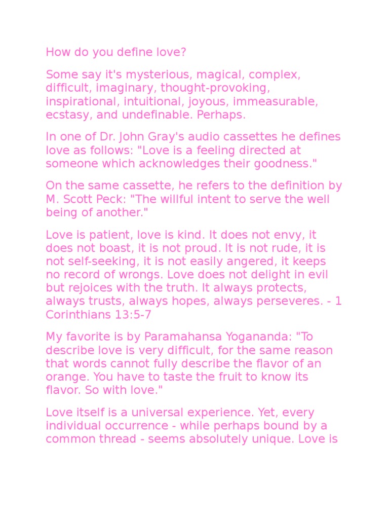 what is love definition essay