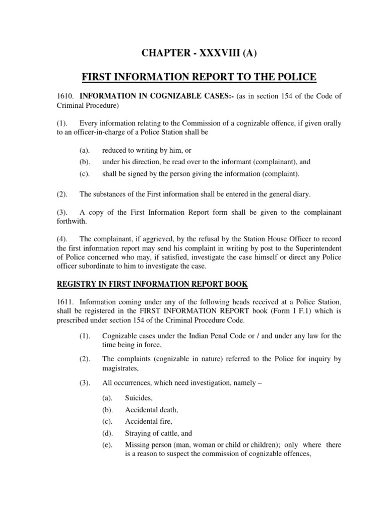 Chapter 38 a first information report to the police pdf criminal