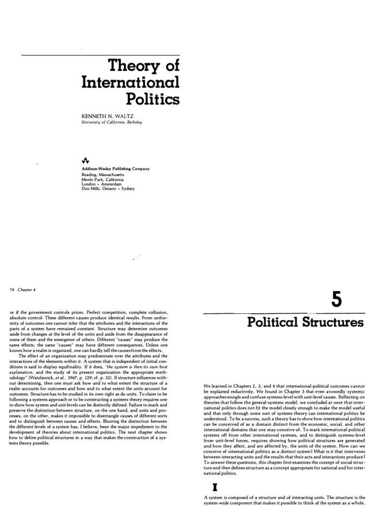 Waltz 1979 Theory of International Politics. Chaps 5 & 6 | PDF